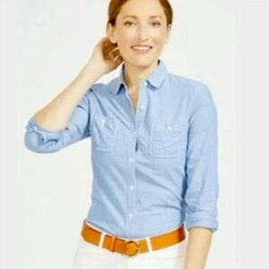 J.MCLAUGHLIN Size L~Women’s Button Up Front Chambray Denim Style Blouse Shirt~